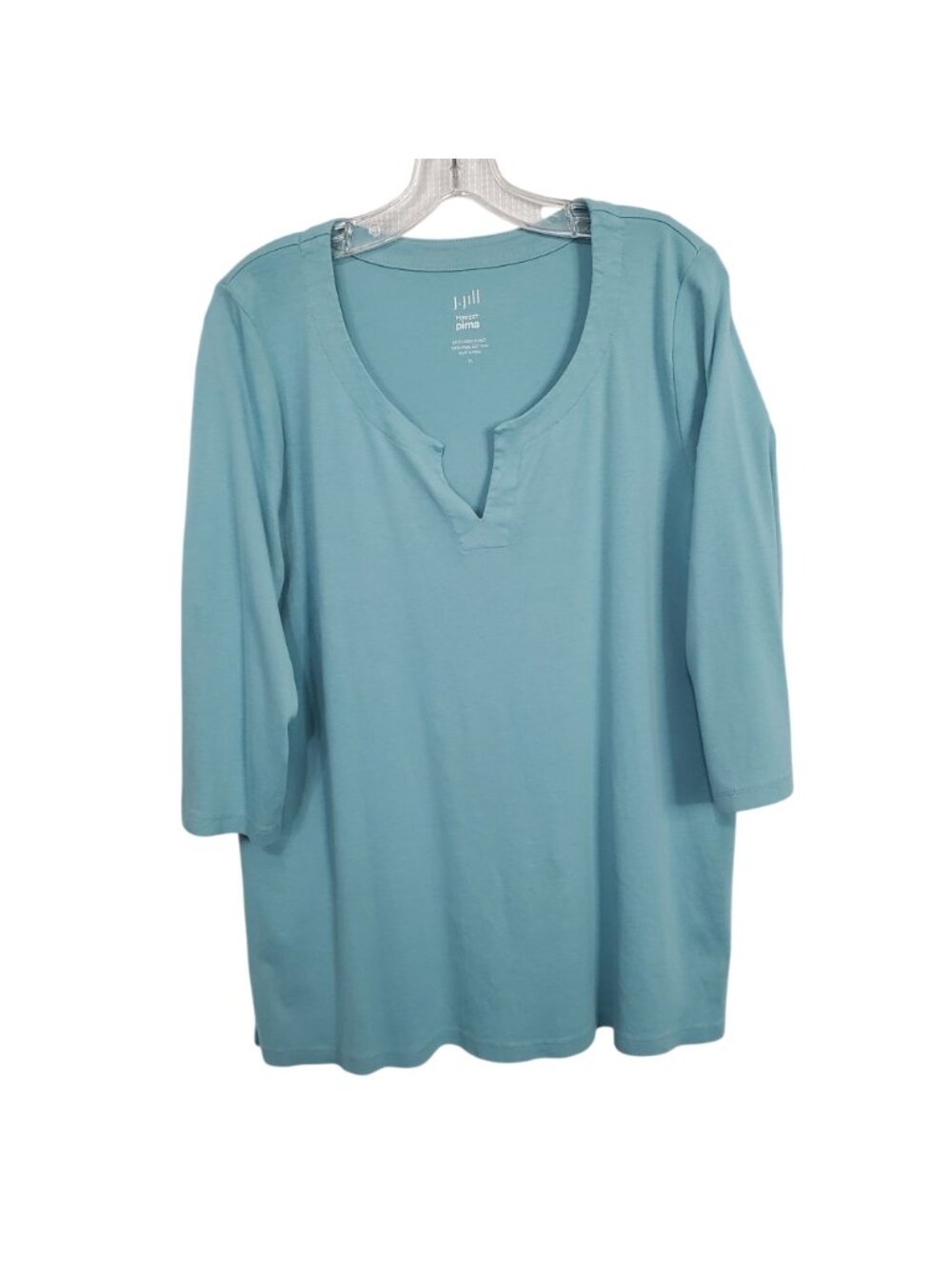 J Jill Size XL Perfect Pima Split Neck Tunic Top Soft Cotton Long Sleeve Casual - Picture 2 of 8